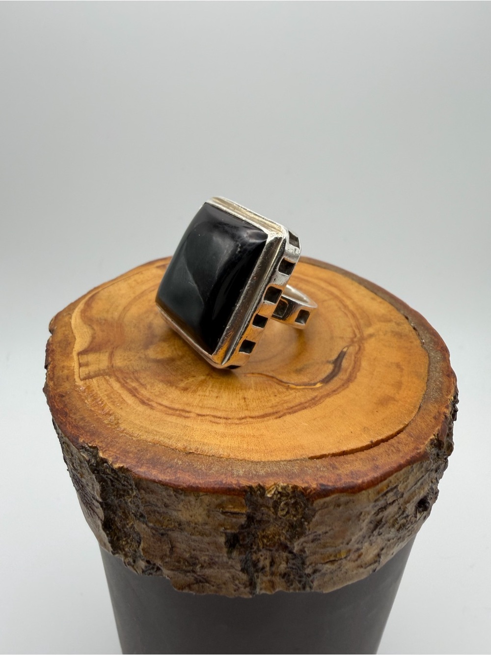 Sterling Silver Black Onyx Statement Ring 21g - Size 6.25